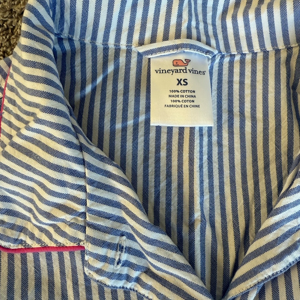 Vineyard Vines Blue and Pink Striped Women’s Cotton Pajama Set - Picture 2 of 5